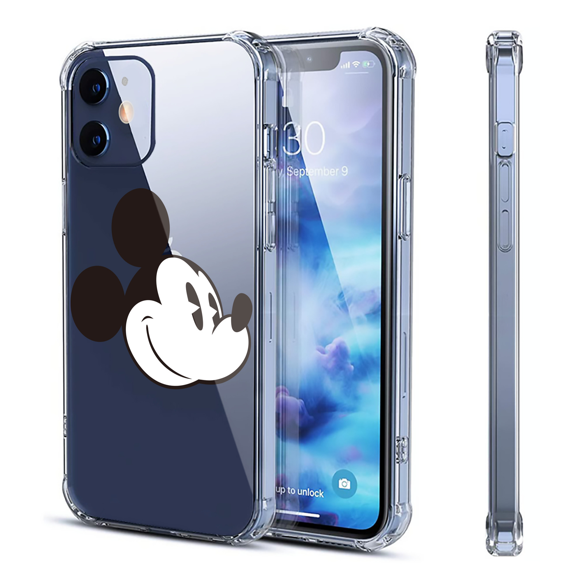 （画像用） ミッキーマウス Mickey Mouse 【iPhone 12シリーズ対応】透明スマホケース（クリアソフトケース）